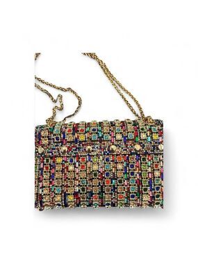 Glamorous Jewel-Encrusted Handbag with Chain Strap – Formal/Event Purse